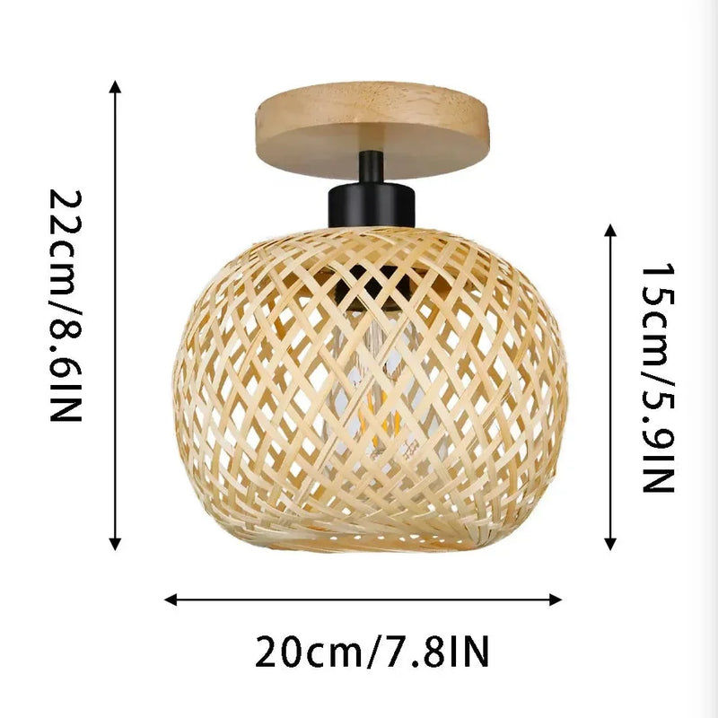 Plafonnier Bambou Tissé Main Naturel