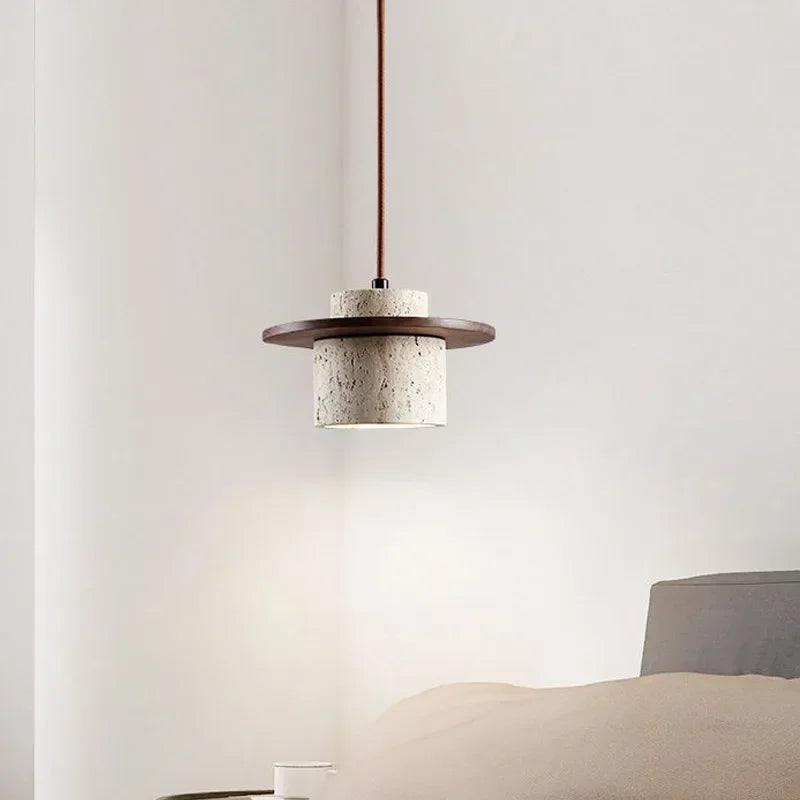 Suspension Travertin Naturel et Bois