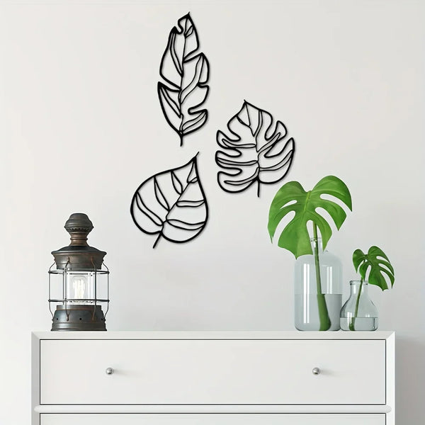 Décoration Murale 3 Feuilles Métal Moderne