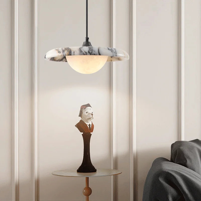 Suspension Plate Marbre Noir LED
