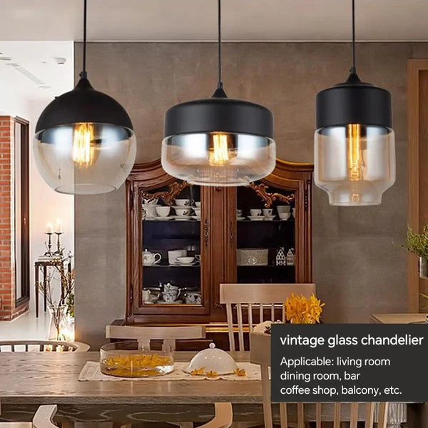Suspension Nordique Verre Noir LED