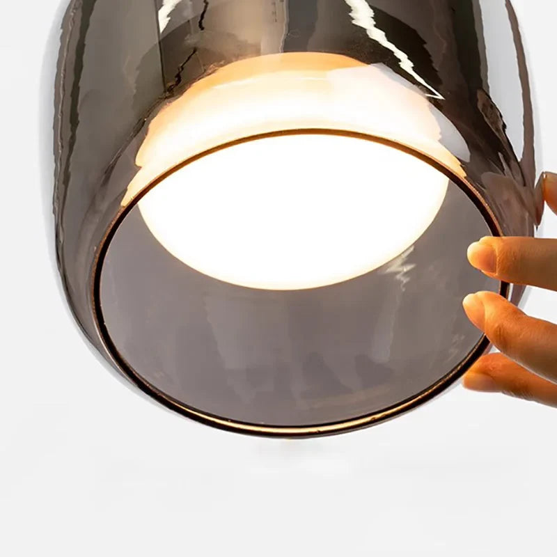 Suspension Nordique Verre Noir Moderne