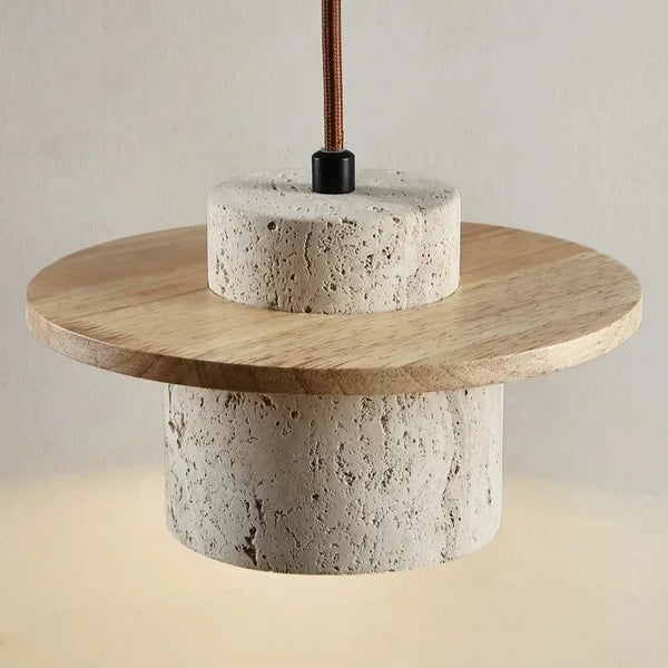 Suspension Travertin Naturel et Bois