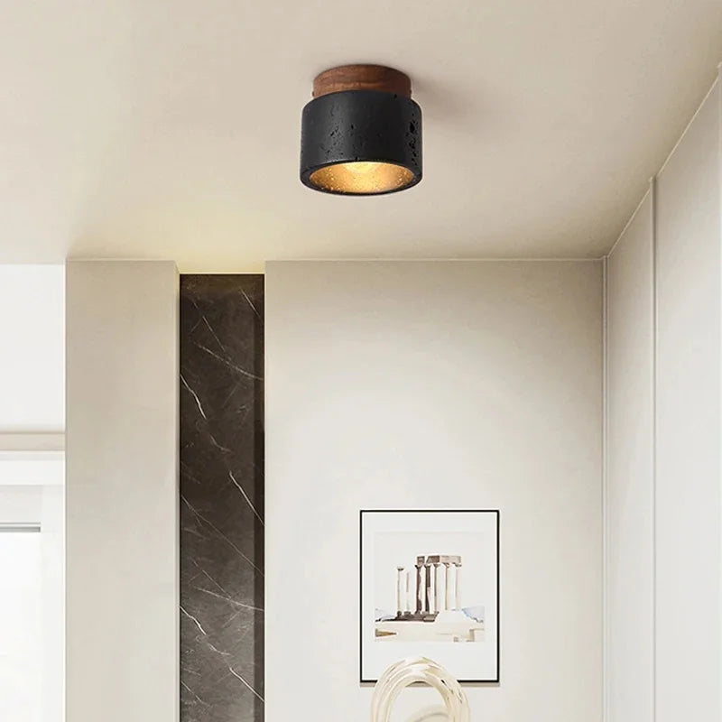 Plafonnier LED Travertin Noir Moderne