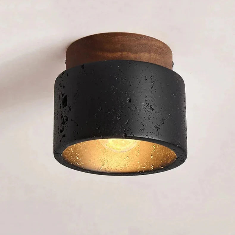 Plafonnier LED Travertin Noir Moderne
