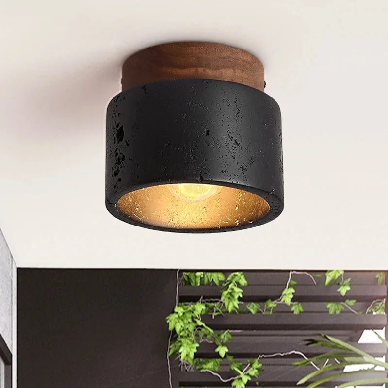 Plafonnier LED Travertin Noir Moderne
