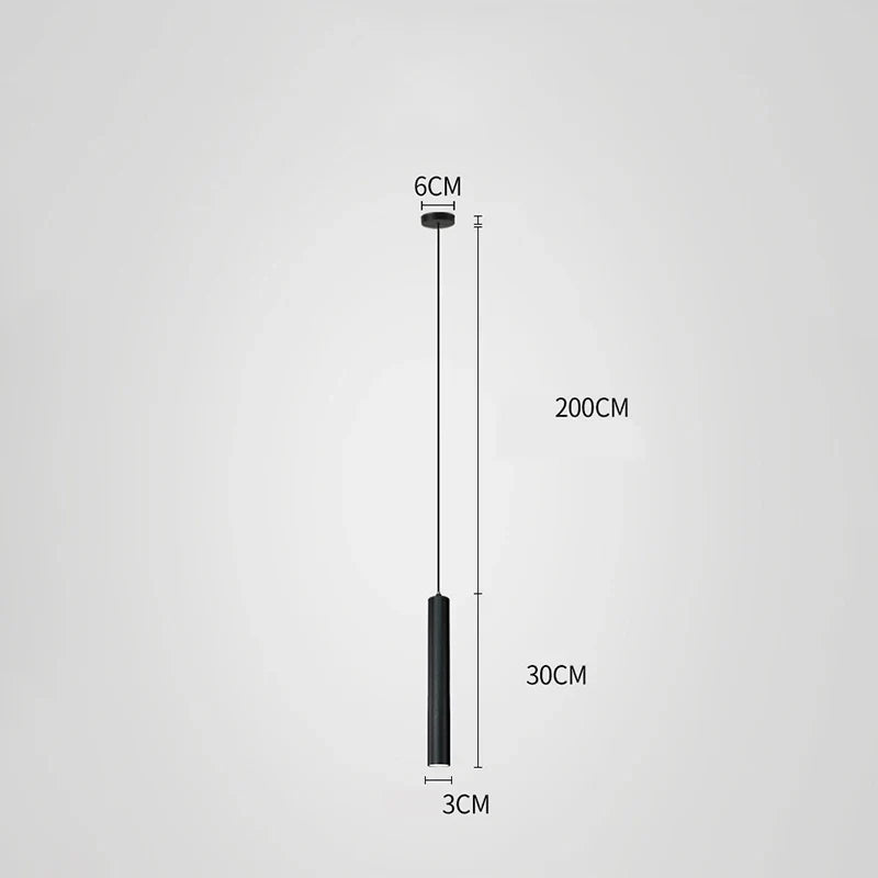Suspension Tube Nordique Noir LED