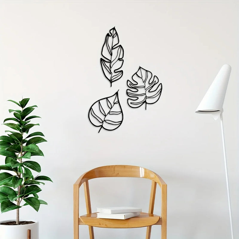 Décoration Murale 3 Feuilles Métal Moderne