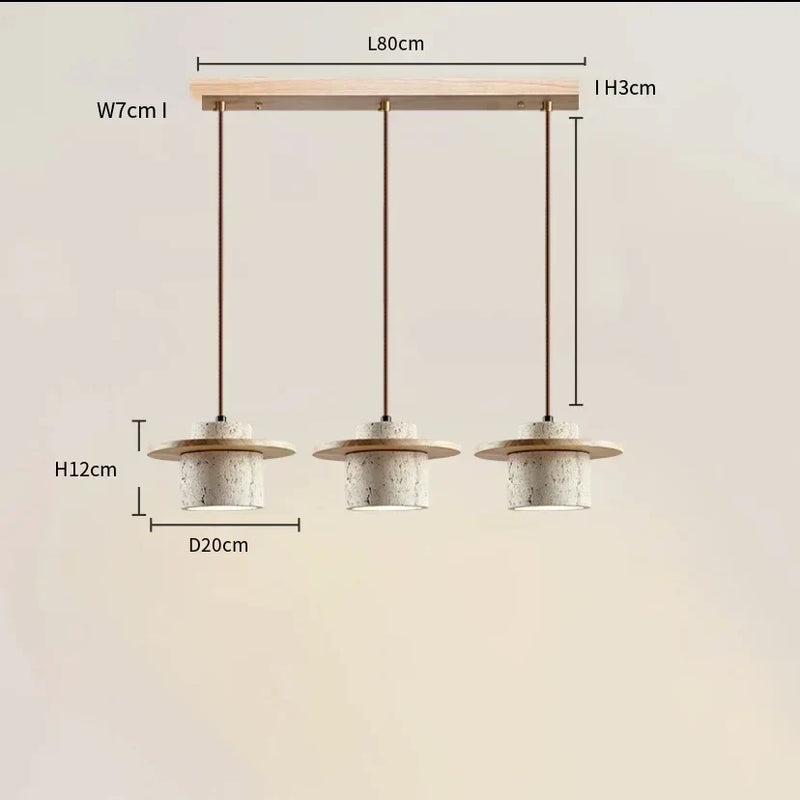 Suspension Travertin Naturel et Bois