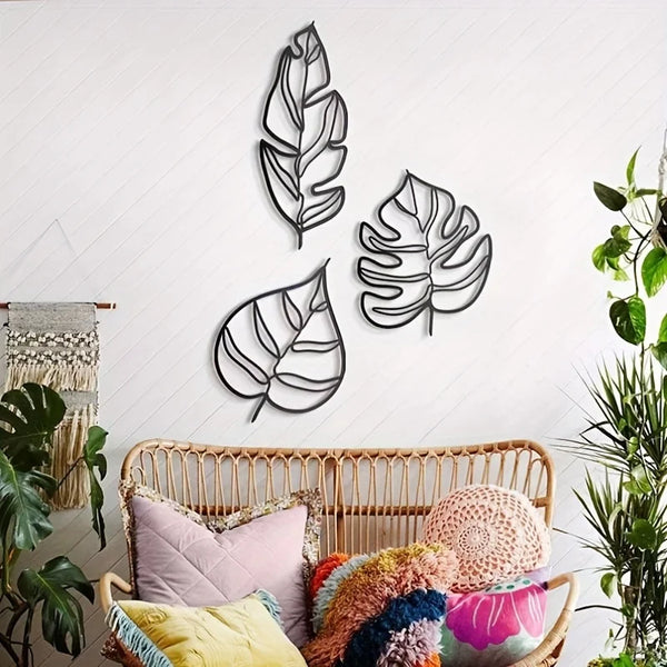 Décoration Murale 3 Feuilles Métal Moderne