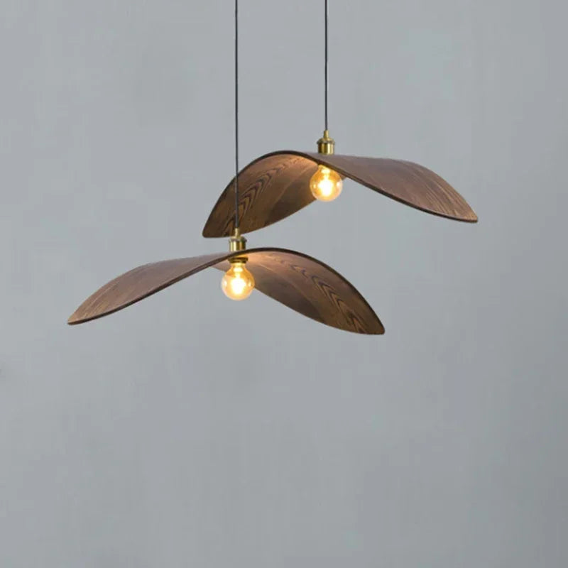 Suspension Bois Moderne Chapeau Sculpté