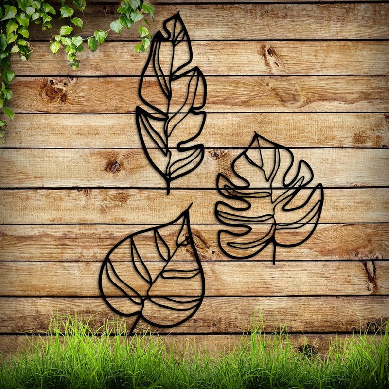 Décoration Murale 3 Feuilles Métal Moderne