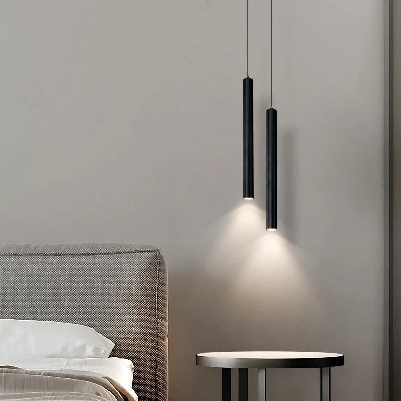 Suspension Tube Nordique Noir LED